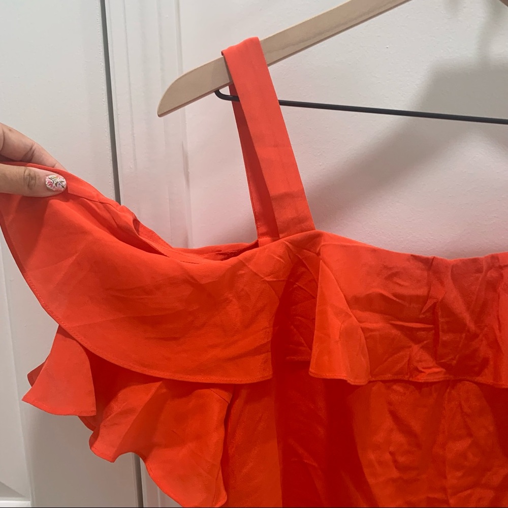 J. Crew Bright Orange Ruffle Strap Cold Shoulder Camisole - Picture 2 of 5